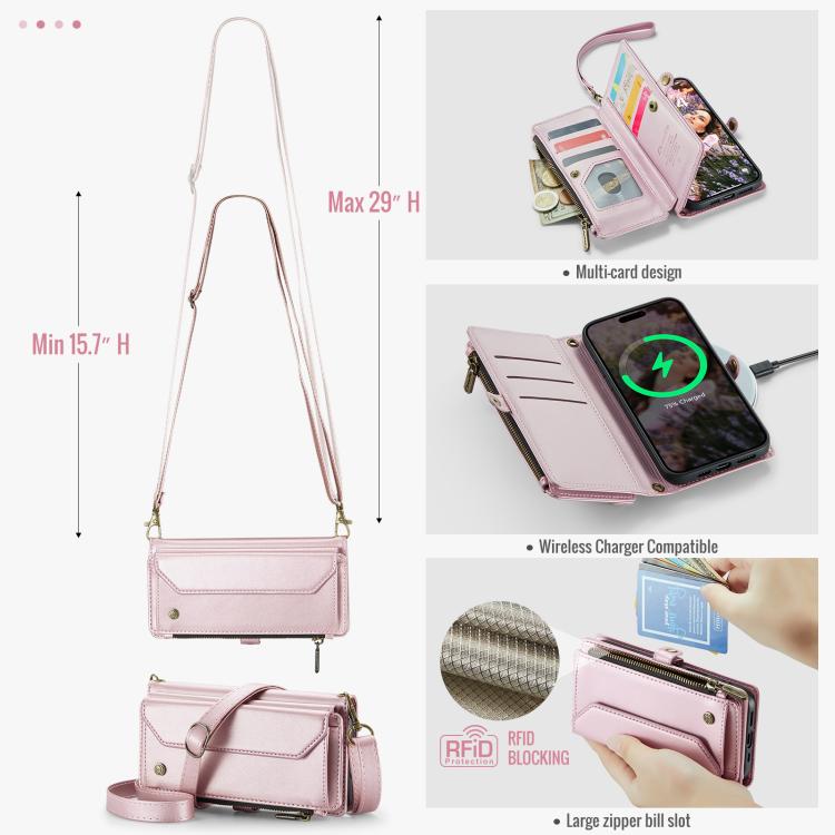 For iPhone Air CaseMe C36 Card Slots Zipper Wallet RFID Anti-theft Leather Phone Case
