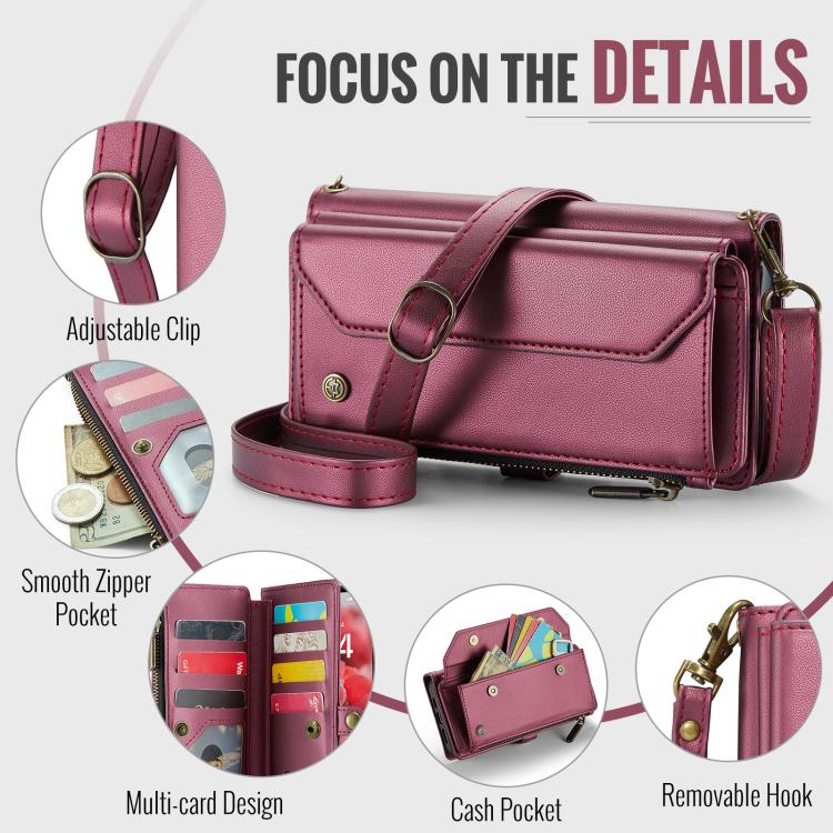 For iPhone Air CaseMe C36 Card Slots Zipper Wallet RFID Anti-theft Leather Phone Case