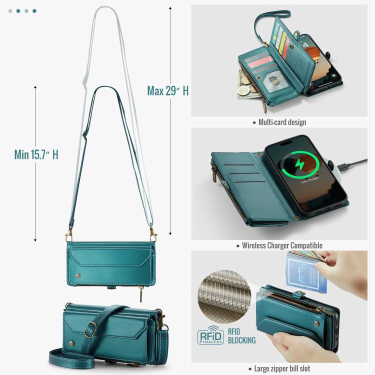 For iPhone Air CaseMe C36 Card Slots Zipper Wallet RFID Anti-theft Leather Phone Case