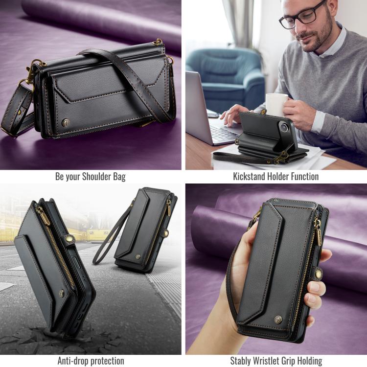 For iPhone Air CaseMe C36 Card Slots Zipper Wallet RFID Anti-theft Leather Phone Case