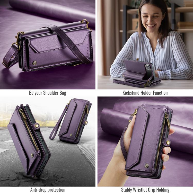 For iPhone Air CaseMe C36 Card Slots Zipper Wallet RFID Anti-theft Leather Phone Case