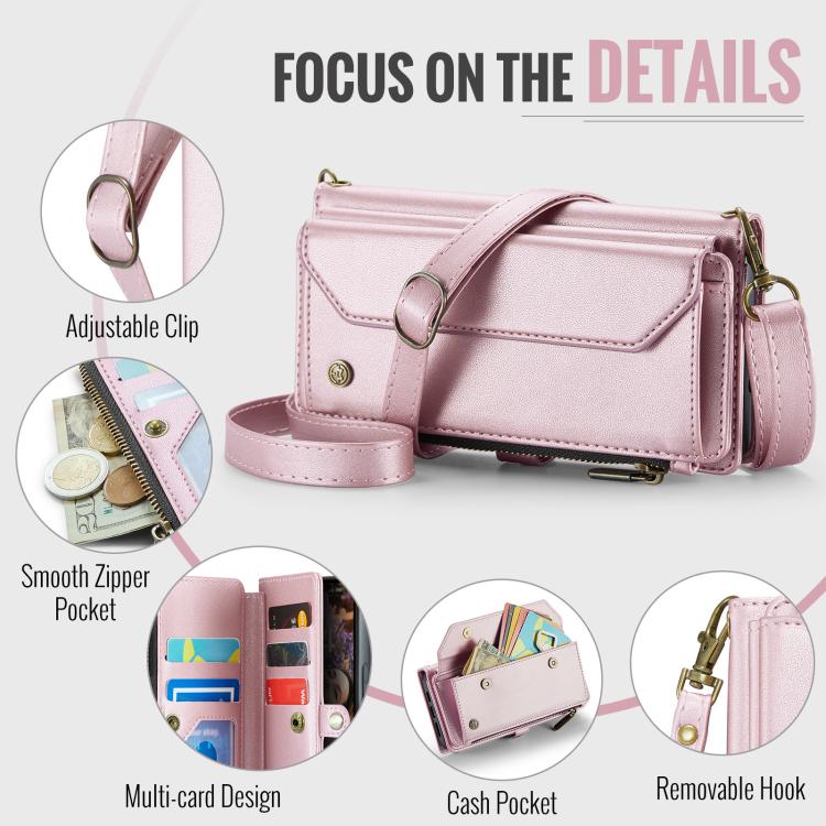 For iPhone 17 Pro CaseMe C36 Card Slots Zipper Wallet RFID Anti-theft Leather Phone Case