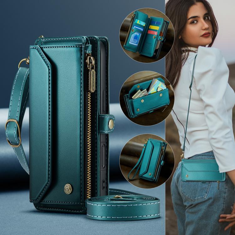 For iPhone 17 Pro CaseMe C36 Card Slots Zipper Wallet RFID Anti-theft Leather Phone Case