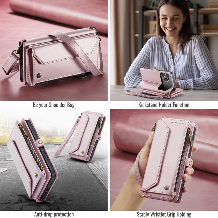 For iPhone 17 Pro Max CaseMe C36 Card Slots Zipper Wallet RFID Anti-theft Leather Phone Case