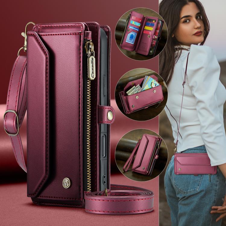 For iPhone 17 Pro Max CaseMe C36 Card Slots Zipper Wallet RFID Anti-theft Leather Phone Case