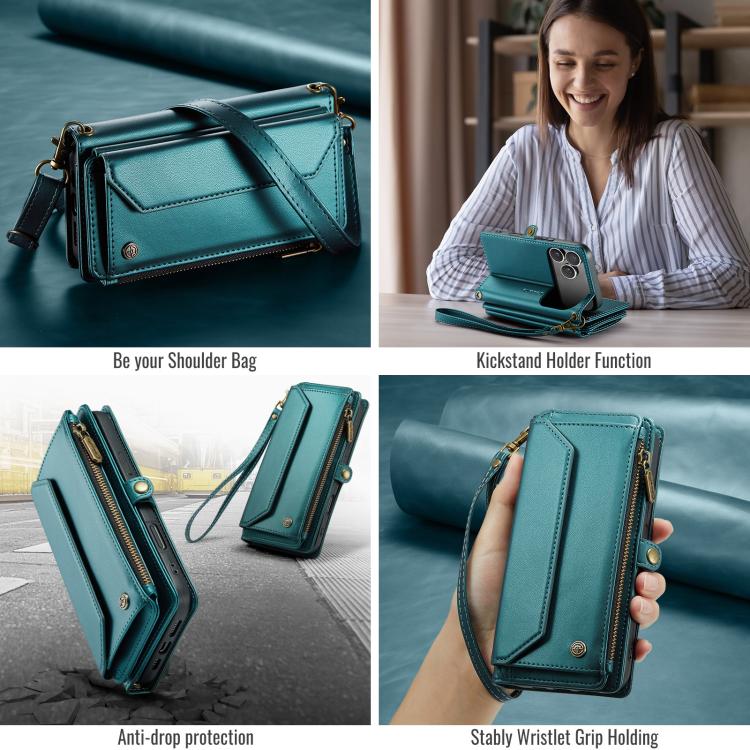 For iPhone 17 Pro Max CaseMe C36 Card Slots Zipper Wallet RFID Anti-theft Leather Phone Case