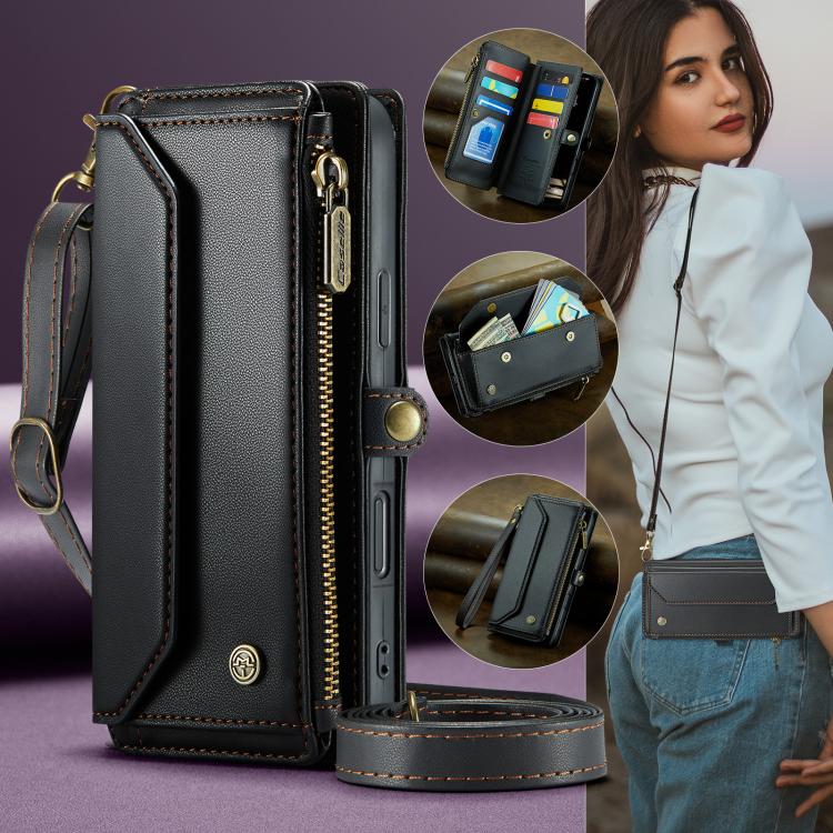 For iPhone 17 Pro Max CaseMe C36 Card Slots Zipper Wallet RFID Anti-theft Leather Phone Case