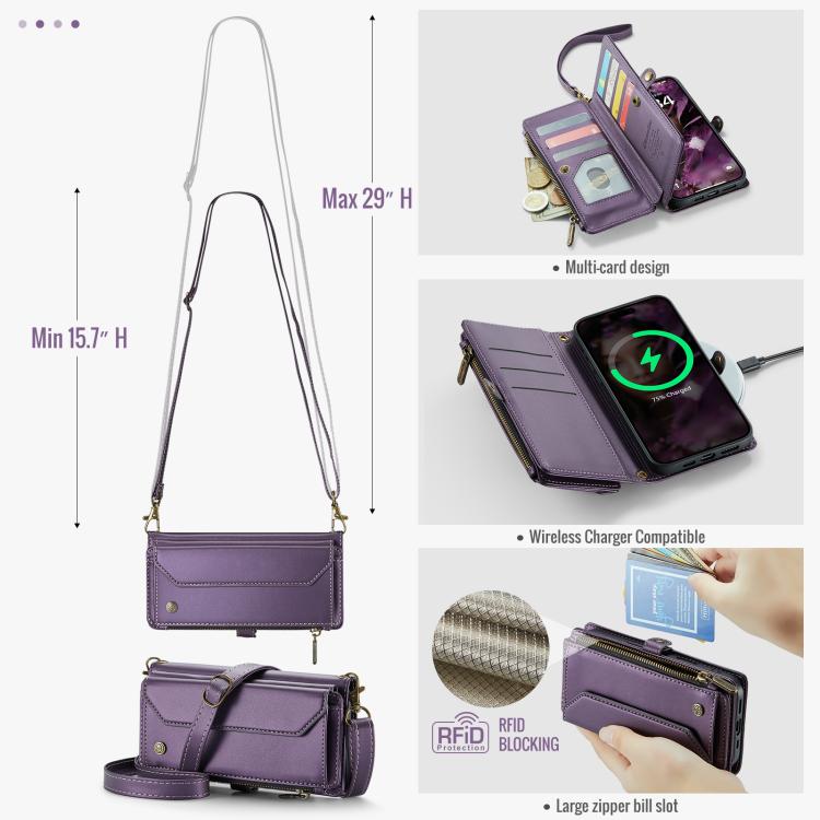 For iPhone 17 Pro Max CaseMe C36 Card Slots Zipper Wallet RFID Anti-theft Leather Phone Case
