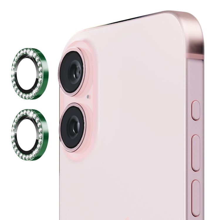 For iPhone 16 / 16 Plus ENKAY AR Anti-reflection Individual Diamond Ring Camera Lens Glass Full Film