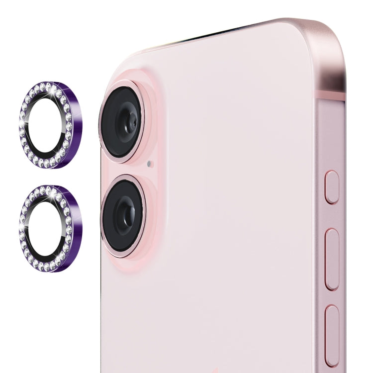 For iPhone 16 / 16 Plus ENKAY AR Anti-reflection Individual Diamond Ring Camera Lens Glass Full Film