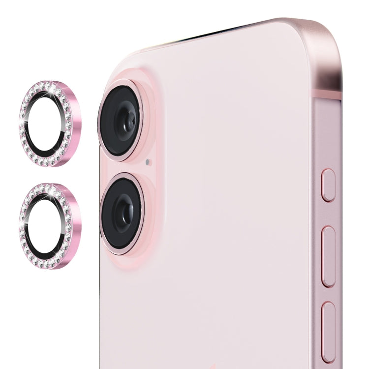 For iPhone 16 / 16 Plus ENKAY AR Anti-reflection Individual Diamond Ring Camera Lens Glass Full Film