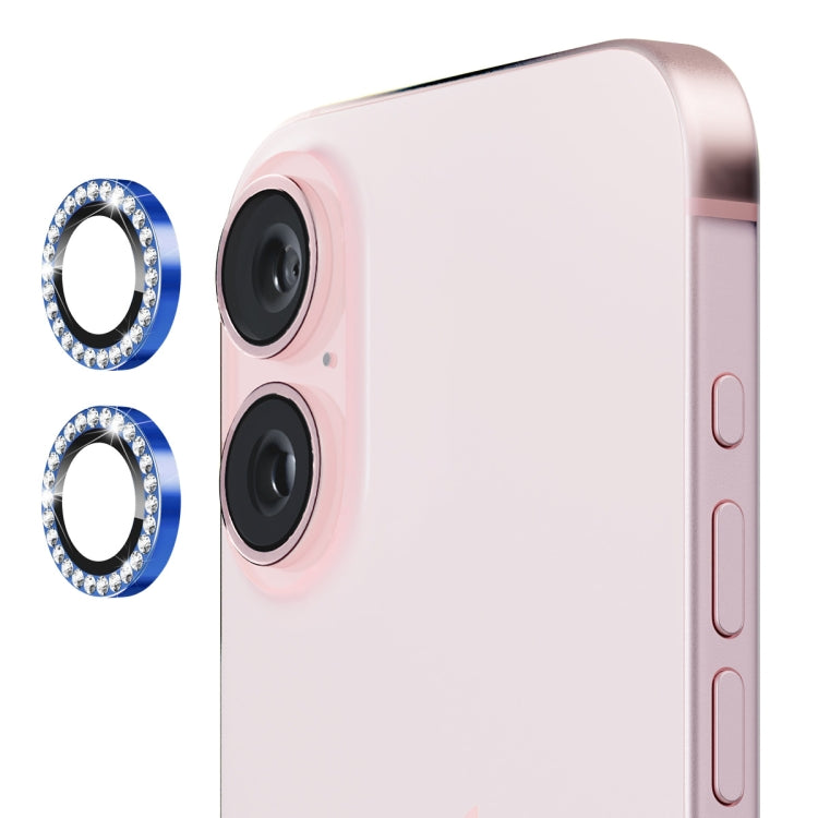 For iPhone 16 / 16 Plus ENKAY AR Anti-reflection Individual Diamond Ring Camera Lens Glass Full Film