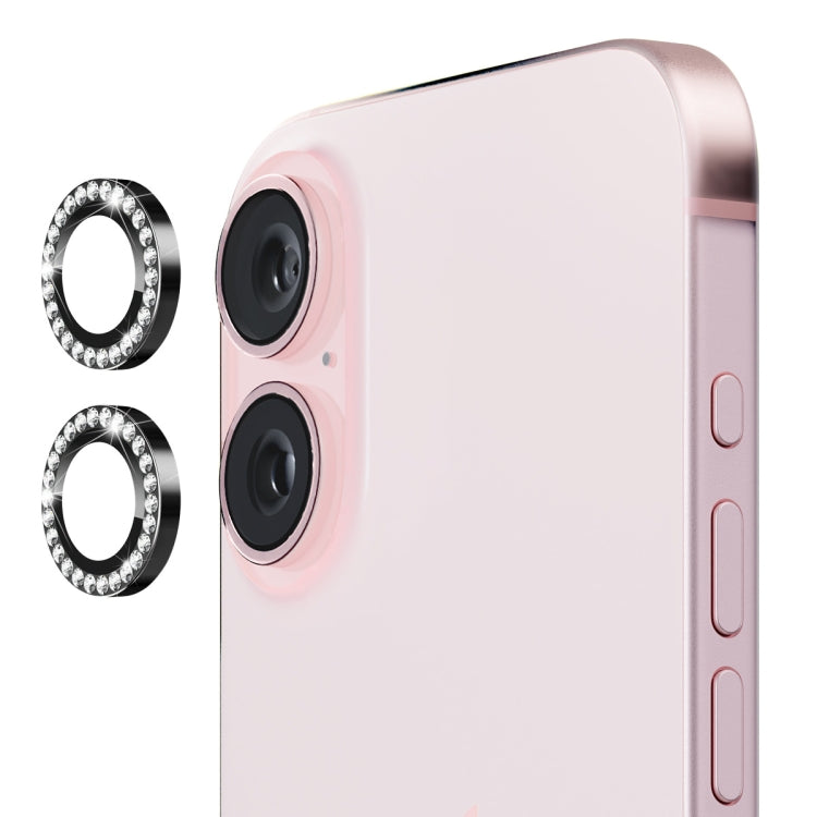 For iPhone 16 / 16 Plus ENKAY AR Anti-reflection Individual Diamond Ring Camera Lens Glass Full Film