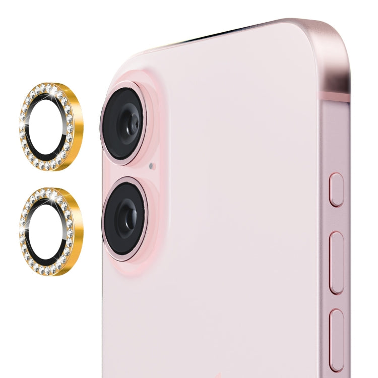 For iPhone 16 / 16 Plus ENKAY AR Anti-reflection Individual Diamond Ring Camera Lens Glass Full Film