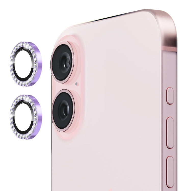 For iPhone 16 / 16 Plus ENKAY AR Anti-reflection Individual Diamond Ring Camera Lens Glass Full Film