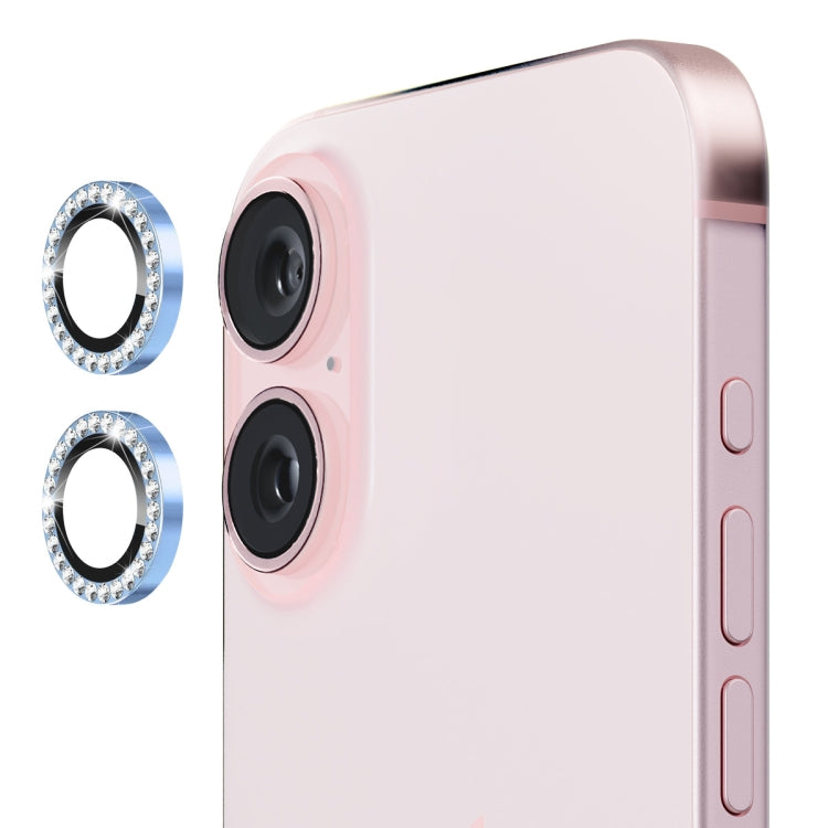 For iPhone 16 / 16 Plus ENKAY AR Anti-reflection Individual Diamond Ring Camera Lens Glass Full Film