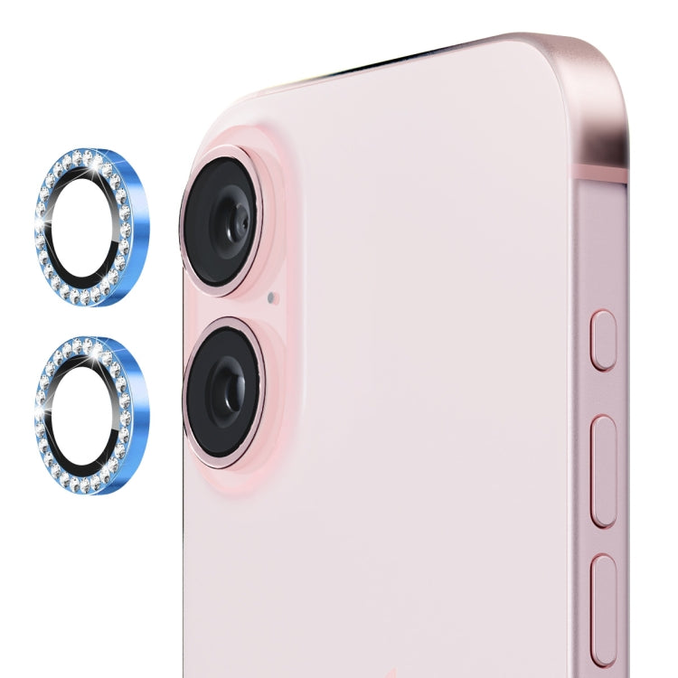 For iPhone 16 / 16 Plus ENKAY AR Anti-reflection Individual Diamond Ring Camera Lens Glass Full Film