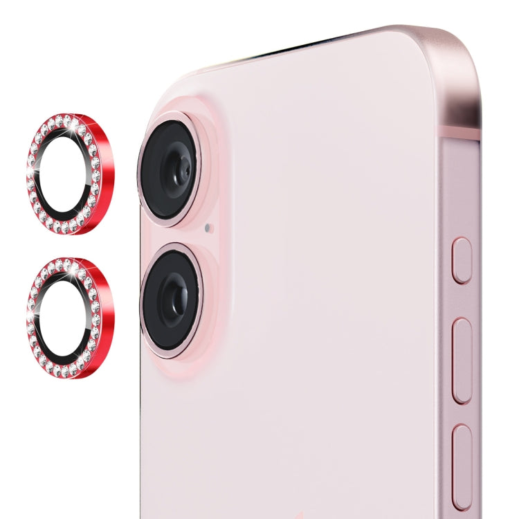 For iPhone 16 / 16 Plus ENKAY AR Anti-reflection Individual Diamond Ring Camera Lens Glass Full Film