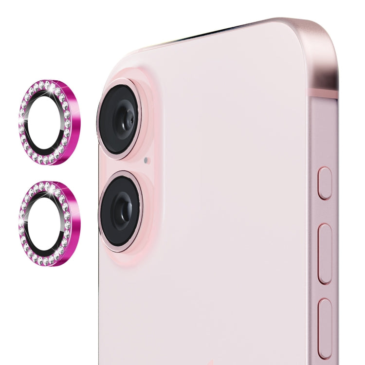 For iPhone 16 / 16 Plus ENKAY AR Anti-reflection Individual Diamond Ring Camera Lens Glass Full Film