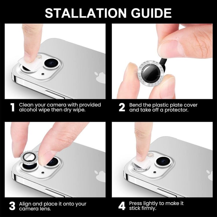 For iPhone 16 / 16 Plus ENKAY AR Anti-reflection Individual Diamond Ring Camera Lens Glass Full Film