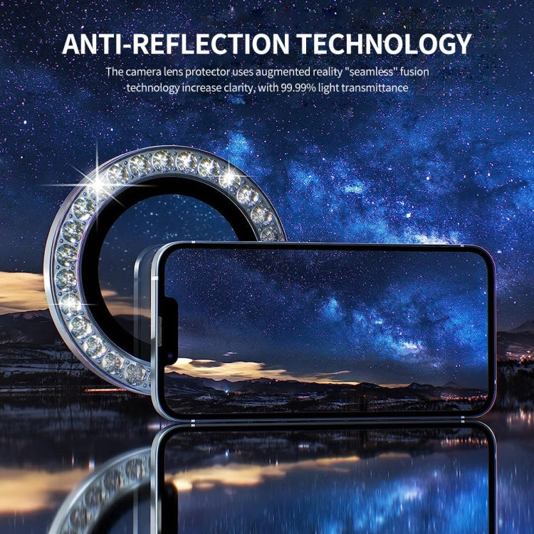 For iPhone 16 Pro / 16 Pro Max ENKAY AR Anti-reflection Individual Diamond Ring Camera Lens Glass Full Film