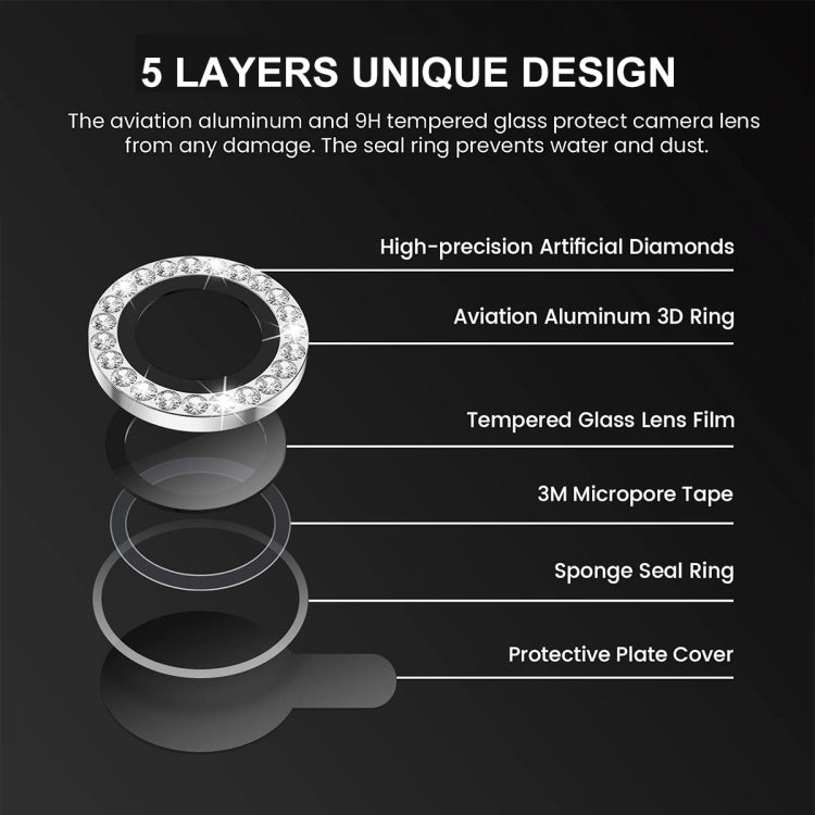 For iPhone 16 Pro / 16 Pro Max ENKAY AR Anti-reflection Individual Diamond Ring Camera Lens Glass Full Film