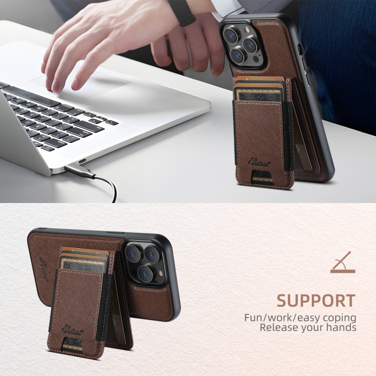 For iPhone 14 Pro Suteni H17 Cross Grain Leather MagSafe Detachable Wallet Phone Case