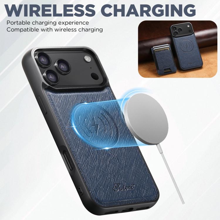 For iPhone 17 Pro Max Suteni H17 Cross Grain Leather MagSafe Detachable Wallet Phone Case