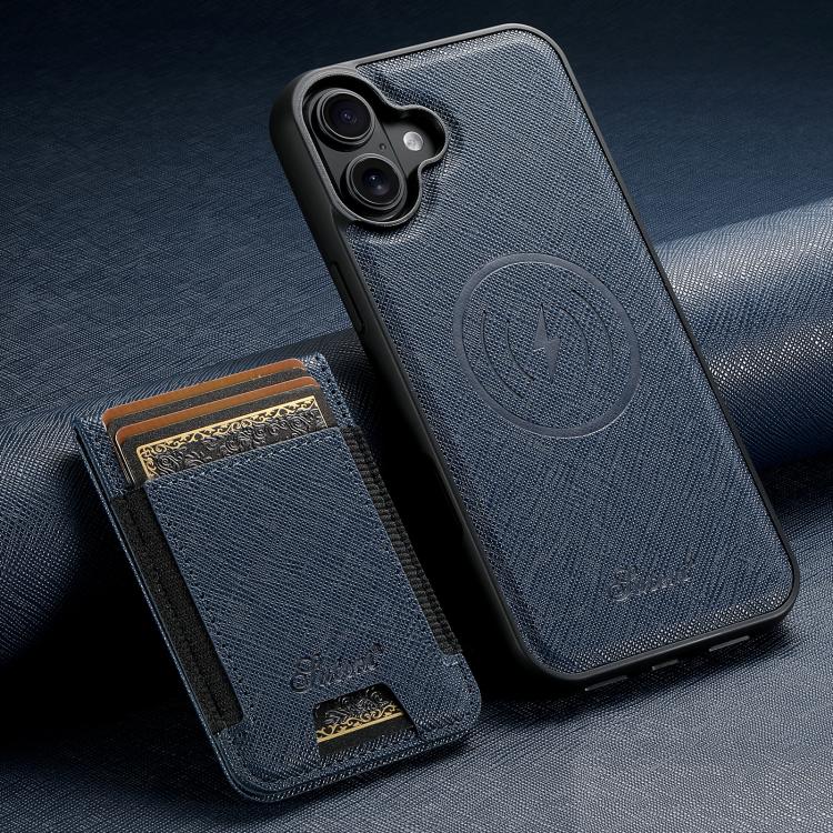 For iPhone 17 Suteni H17 Cross Grain Leather MagSafe Detachable Wallet Phone Case