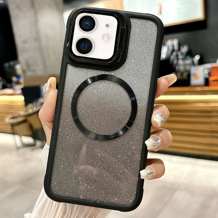 For iPhone 11 CD-grain Gradient Glitter Magsafe Acrylic Hybrid TPU Phone Case