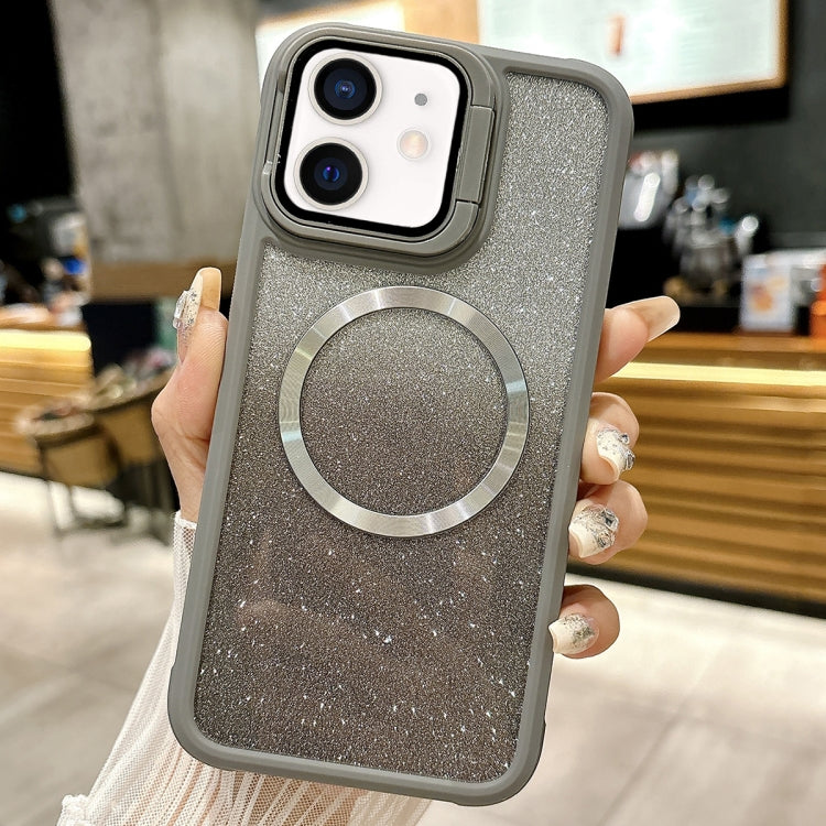 For iPhone 11 CD-grain Gradient Glitter Magsafe Acrylic Hybrid TPU Phone Case