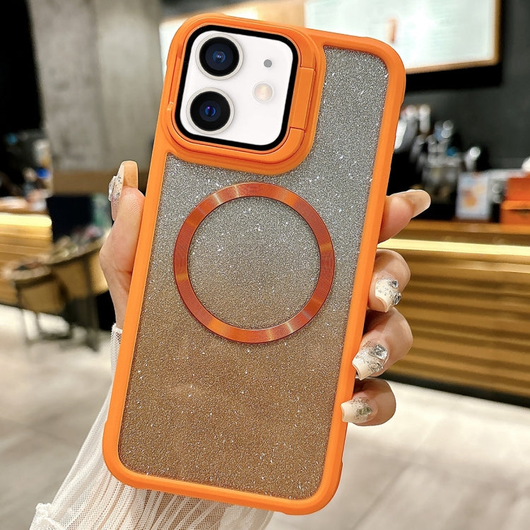 For iPhone 11 CD-grain Gradient Glitter Magsafe Acrylic Hybrid TPU Phone Case