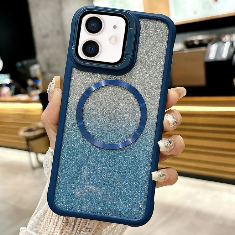 For iPhone 11 CD-grain Gradient Glitter Magsafe Acrylic Hybrid TPU Phone Case