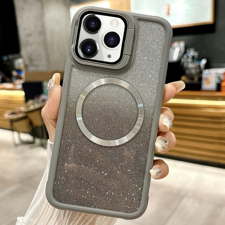 For iPhone 11 Pro Max CD-grain Gradient Glitter Magsafe Acrylic Hybrid TPU Phone Case