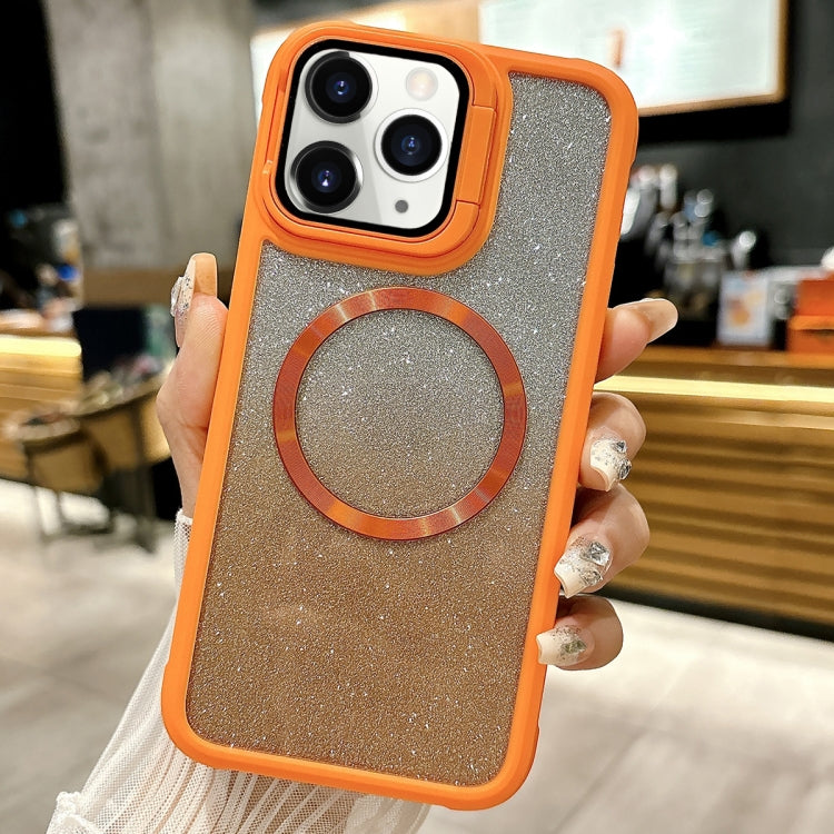 For iPhone 11 Pro Max CD-grain Gradient Glitter Magsafe Acrylic Hybrid TPU Phone Case