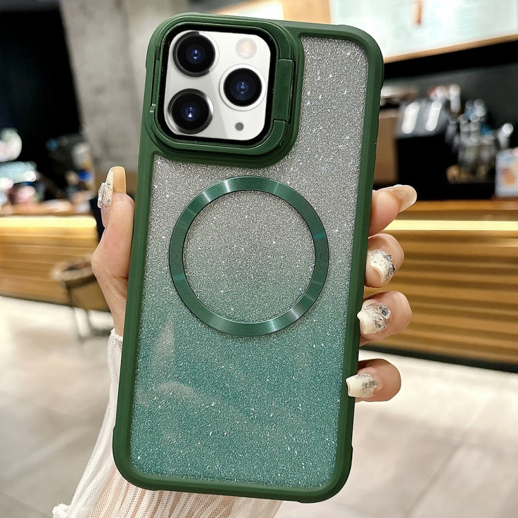 For iPhone 11 Pro Max CD-grain Gradient Glitter Magsafe Acrylic Hybrid TPU Phone Case