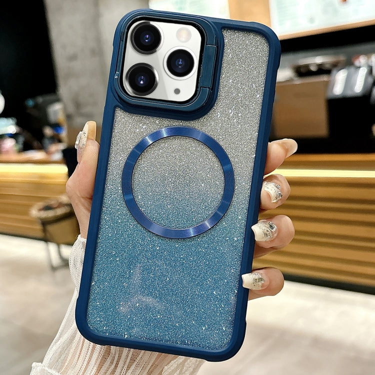 For iPhone 11 Pro Max CD-grain Gradient Glitter Magsafe Acrylic Hybrid TPU Phone Case
