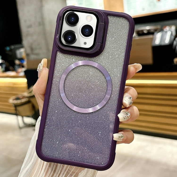 For iPhone 11 Pro Max CD-grain Gradient Glitter Magsafe Acrylic Hybrid TPU Phone Case