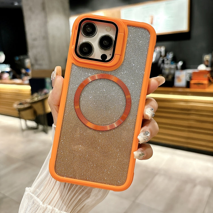 For iPhone 12 Pro CD-grain Gradient Glitter Magsafe Acrylic Hybrid TPU Phone Case