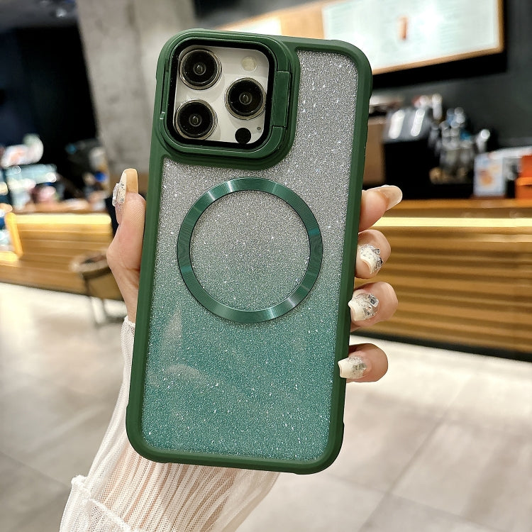 For iPhone 12 Pro MaX CD-grain Gradient Glitter Magsafe Acrylic Hybrid TPU Phone Case