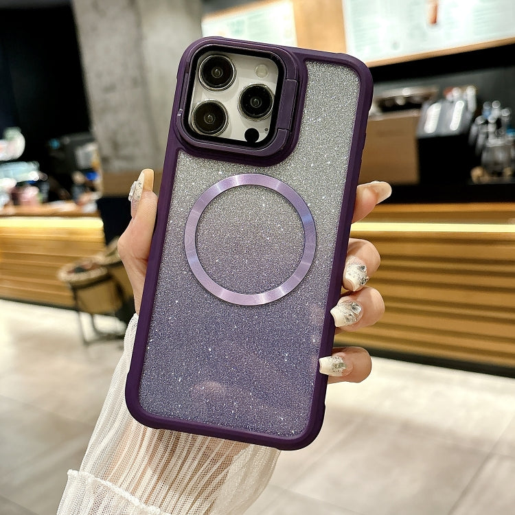 For iPhone 12 Pro MaX CD-grain Gradient Glitter Magsafe Acrylic Hybrid TPU Phone Case