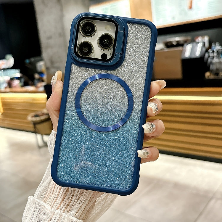 For iPhone 14 Pro Max CD-grain Gradient Glitter Magsafe Acrylic Hybrid TPU Phone Case