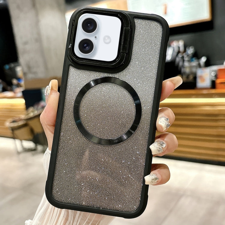 For iPhone 16 CD-grain Gradient Glitter Magsafe Acrylic Hybrid TPU Phone Case