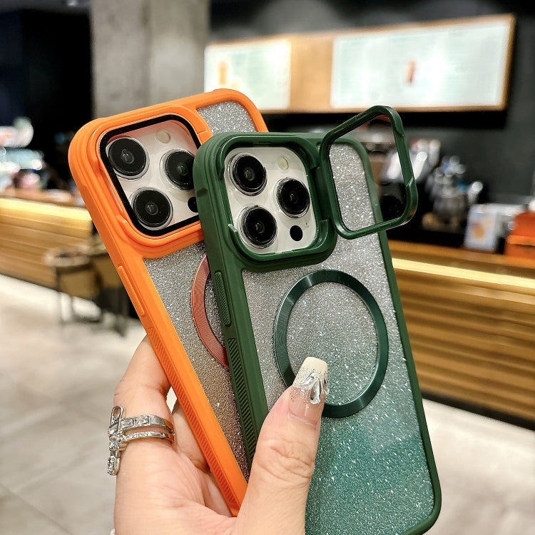 For iPhone 11 Pro Max CD-grain Gradient Glitter Magsafe Acrylic Hybrid TPU Phone Case