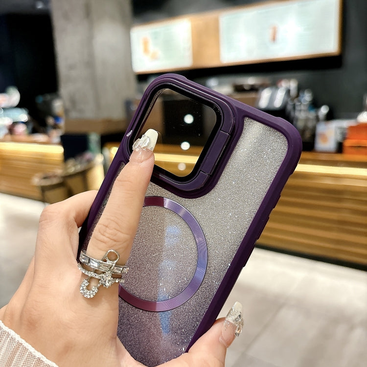 For iPhone 11 Pro Max CD-grain Gradient Glitter Magsafe Acrylic Hybrid TPU Phone Case
