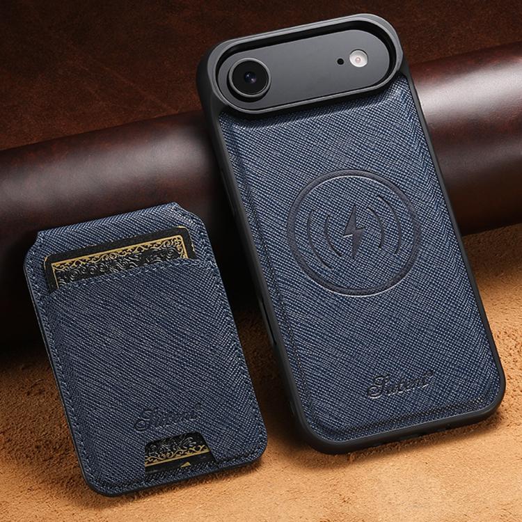 For iPhone Air Suteni H18 Cross Grain MagSafe Wallet Leather Phone Case