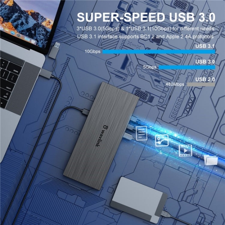 WAVLINK UG69PD8 Pro 18-in-1 DP / HD 5K Quadruple Display USB C Universal Docking Station, Plug:AU Plug