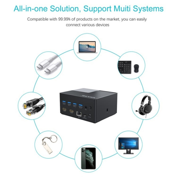 WAVLINK UG76PD2 3.5mm Audio, Gigabit Network Port Dual HD Universal Docking Station