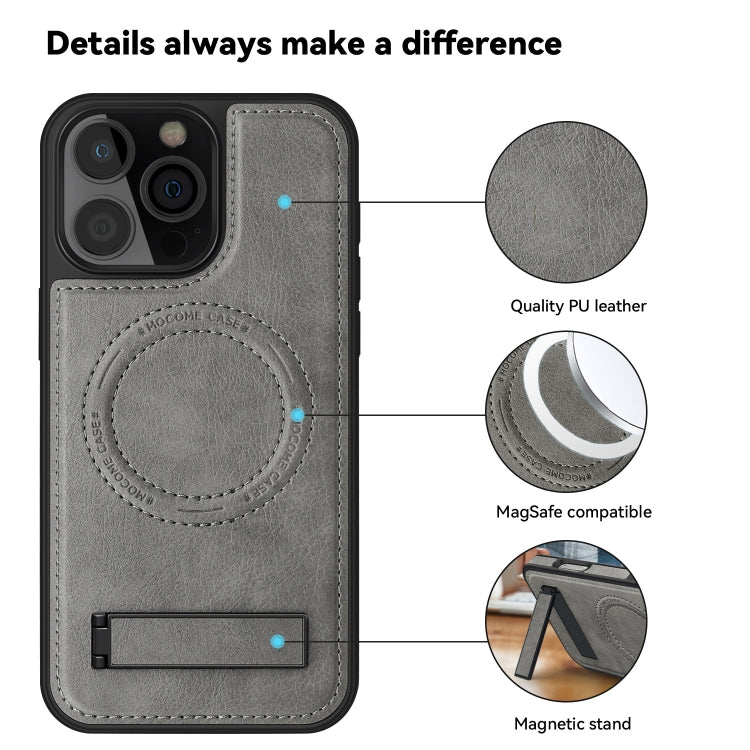 For iPhone 16 Plus Multi-function Holder MagSafe PU Phone Case