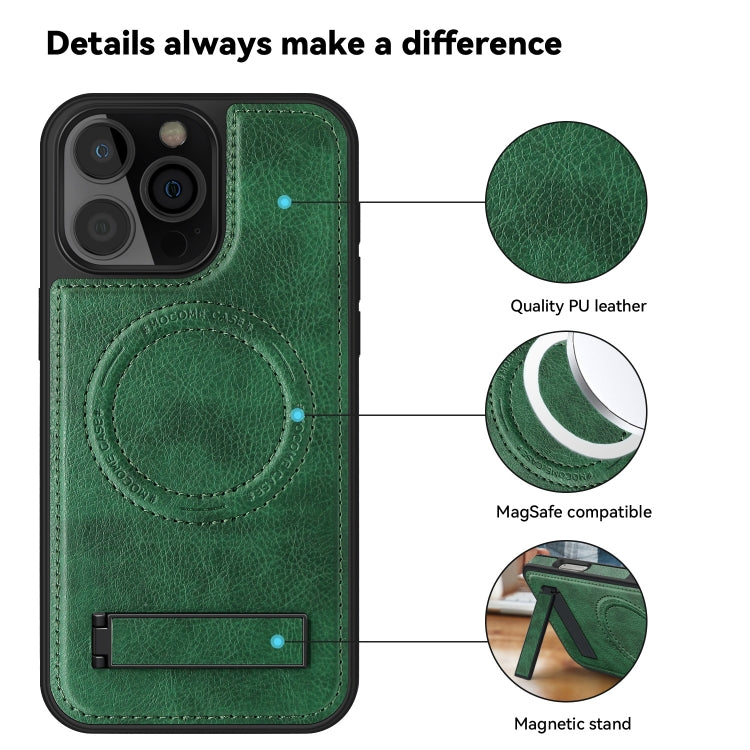 For iPhone 16 Plus Multi-function Holder MagSafe PU Phone Case